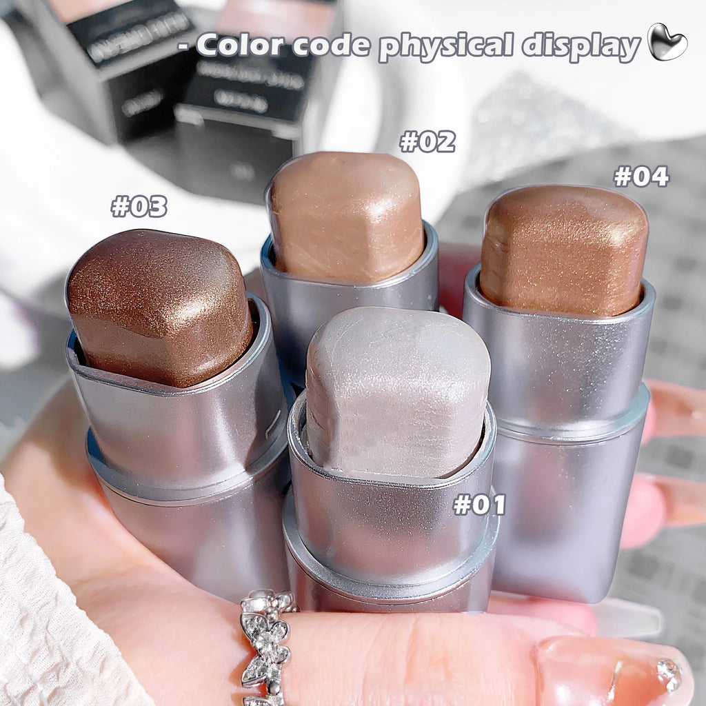 Glowy Highlighter Stick ¨C Shimmer Finish Waterproof Long-Lasting Easy Blend Multi-Look Face & Eye Contour Skin-Friendly Unisex