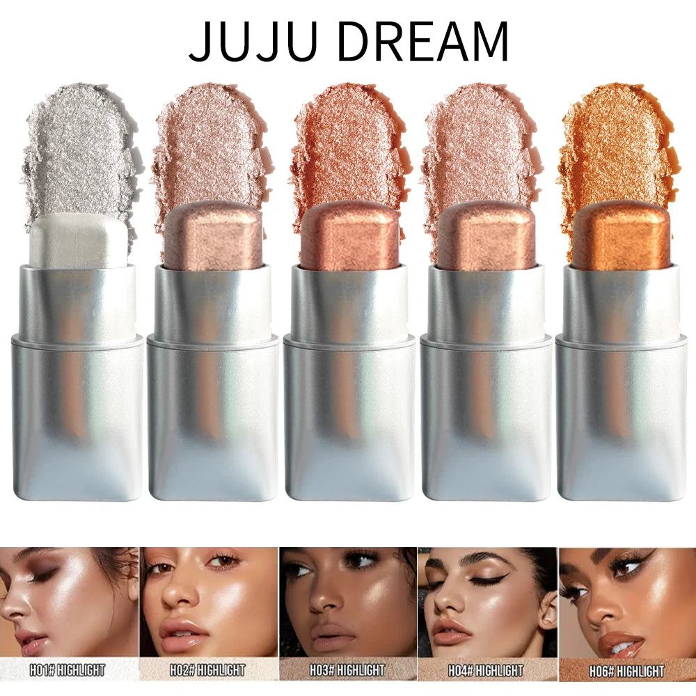 Glowy Highlighter Stick ¨C Shimmer Finish Waterproof Long-Lasting Easy Blend Multi-Look Face & Eye Contour Skin-Friendly Unisex