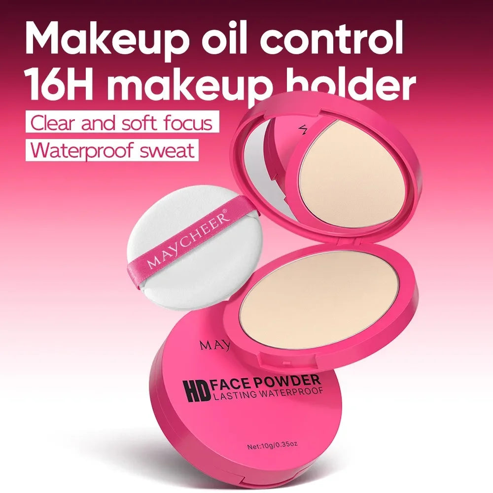 Natural Matte Pressed Powder Foundation Oil Control Brightening Whitening Compact Concealer Face Base Makeup Cosmetic