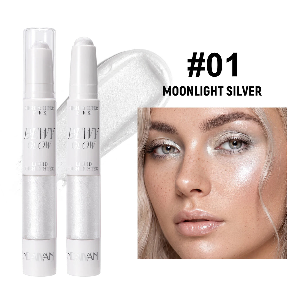 Dual-Ended Contour Highlighter Stick, Nose Shadow Face Sculpting Makeup, Waterproof Long Lasting Easy Blend