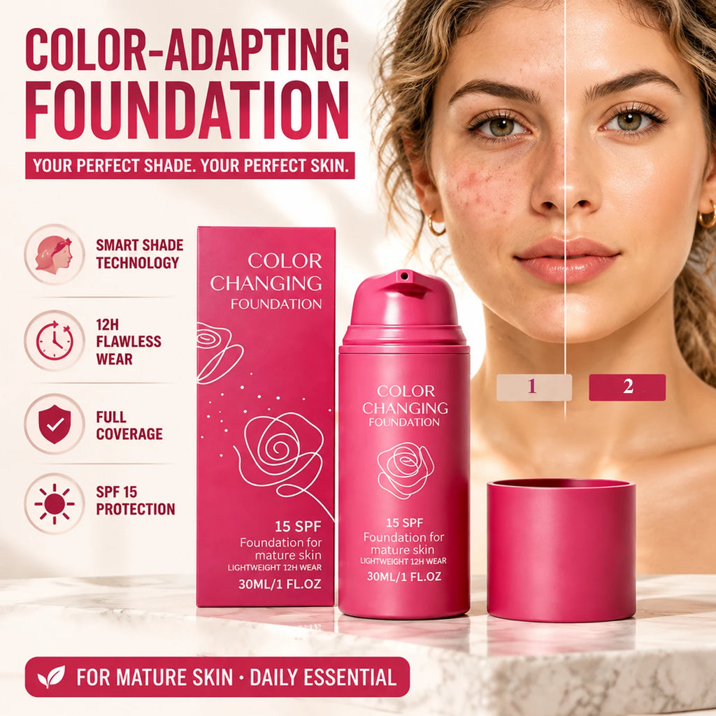 Color Changing Foundation Natural Color SPF15 Sun Protection Full Coverage Conceal Skin Flaws Lightweight Facial Primer Makeup