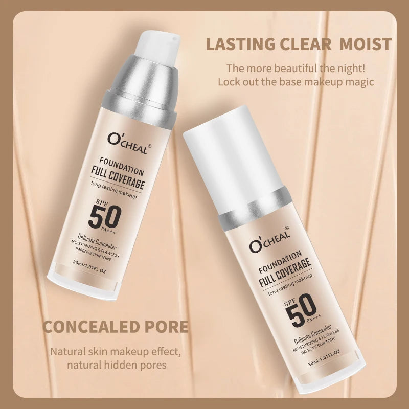 O¡®CHEAL 50PA+++ Liquid Foundation Cream Lasting Coverage Makeup Concealer Moisturizing Bright Skin Tone Hydrating Beauty Cream - AliExpress 66