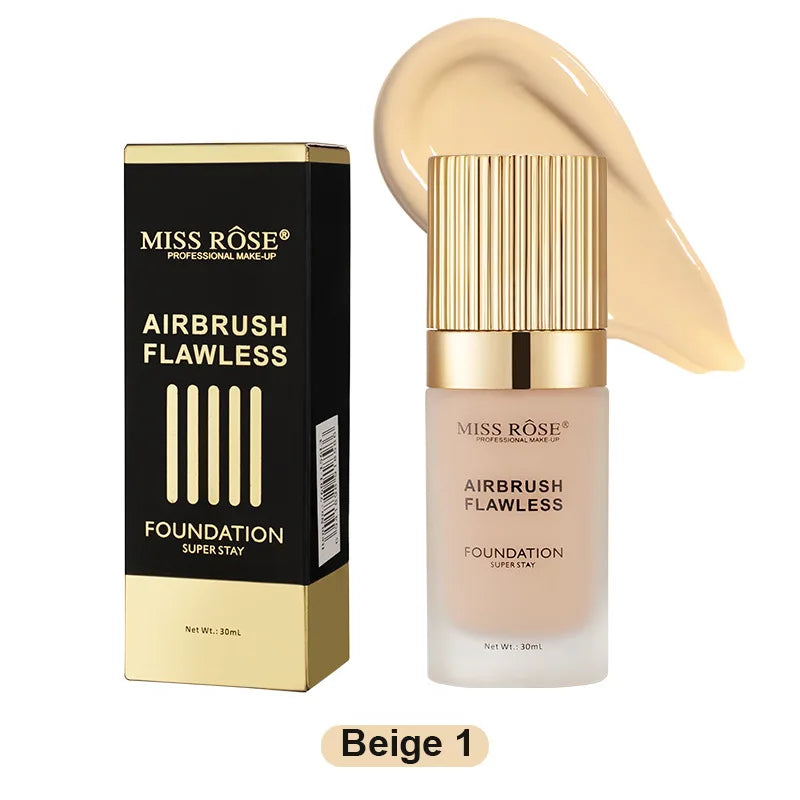 MISS ROSE Long Lasting Foundation Waterproof Sweatproof Natural Makeup Effect Concealer Liquid Base Facial Makeup Daily Cosmetic