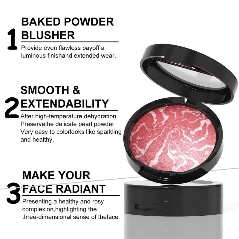 6 Colors Blush Palette Waterproof Lightweight Breathable Long Lasting Smooth Baked Powder Blusher Correcting Foundation