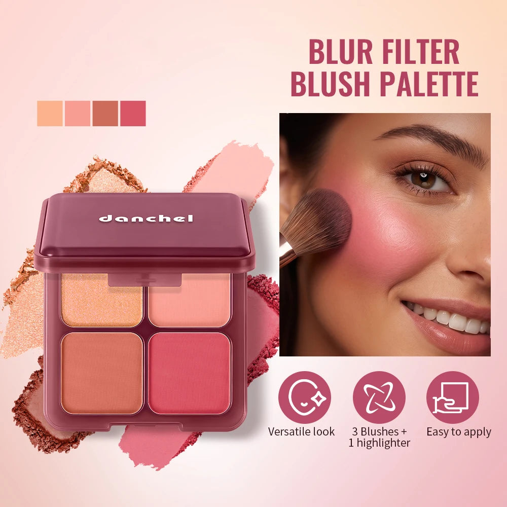 4?Color Blur Filter Blush Palette Matte Pigmented Powder Blush Makeup Palette Natural Flush Cheek Cosmetic With Blush Brush - AliExpress 66