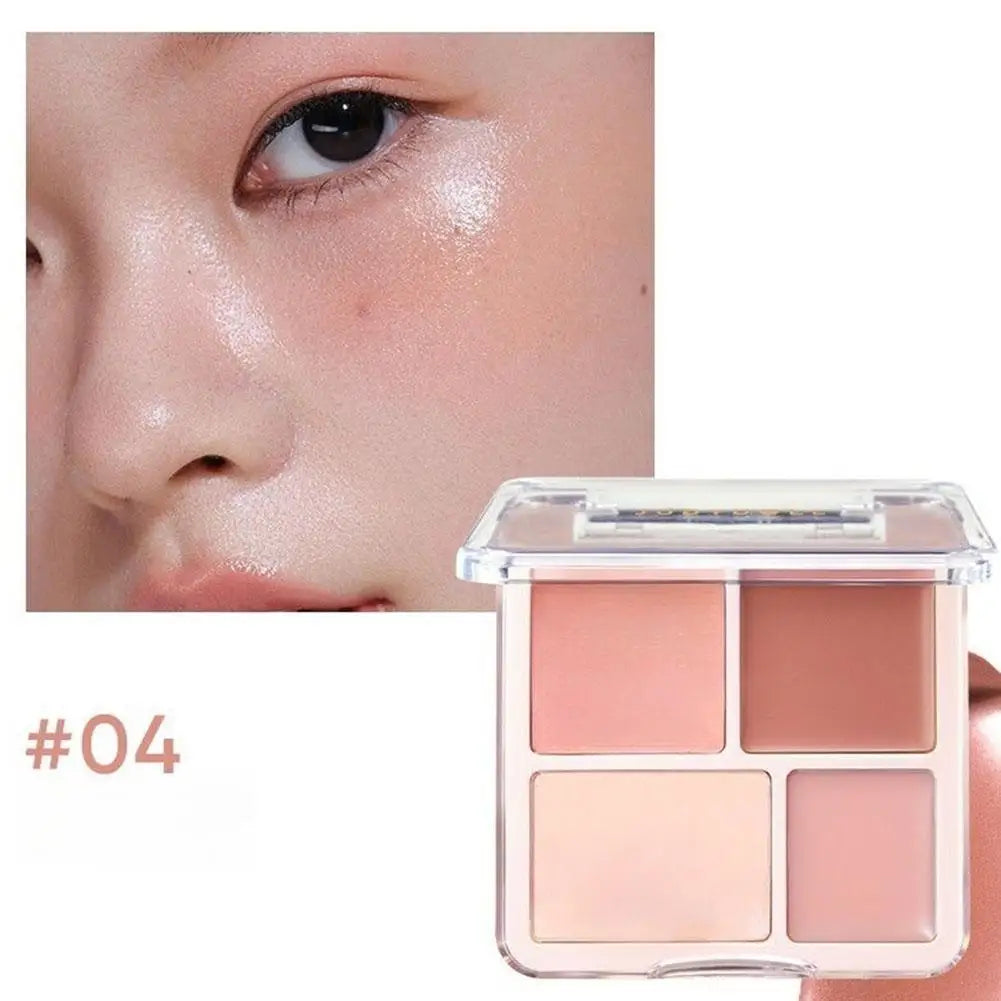 1pcs Korean Style Blush Highlighter Palette Four Color Matte Sculpting Shrinking Expanding Makeup Contouring Powder Compact - AliExpress 66