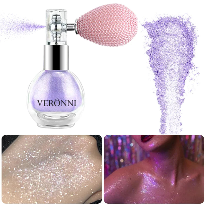 Glitter Body Highlighter Powder Spray Makeup,Shimmer Powder for Body And Face Hair,Parties,Festivals Cosmetic Luminous Effects - AliExpress 66