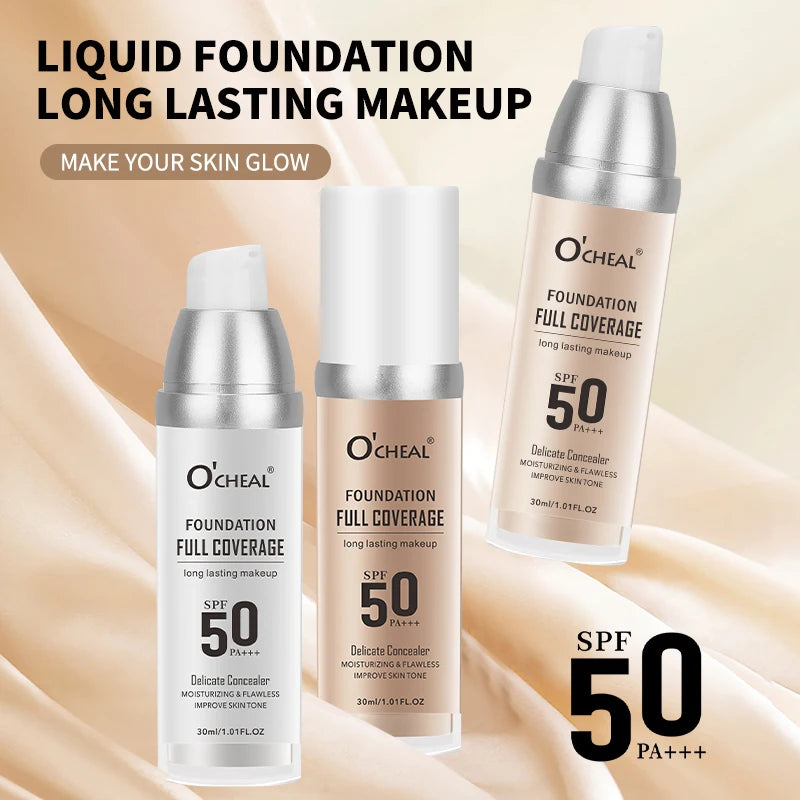 O¡®CHEAL 50PA+++ Liquid Foundation Cream Lasting Coverage Makeup Concealer Moisturizing Bright Skin Tone Hydrating Beauty Cream - AliExpress 66