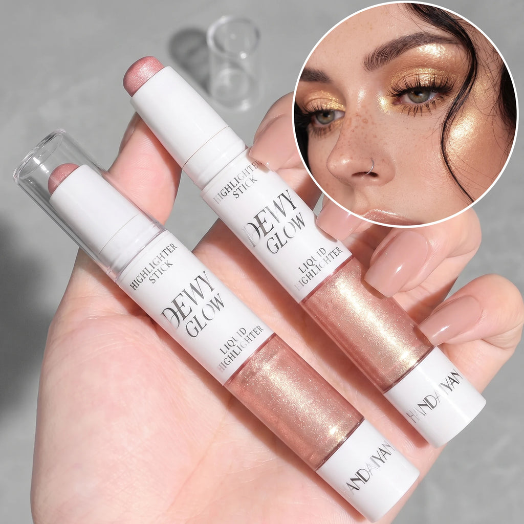 Dual-Ended Contour Highlighter Stick, Nose Shadow Face Sculpting Makeup, Waterproof Long Lasting Easy Blend