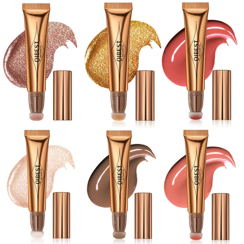 QIBEST Liquid Contour With Cushion Applicator Highlight Shimmer Natural Soft Moisturizing Cream Liquid Blush For Cheek Cosmetics - AliExpress 66