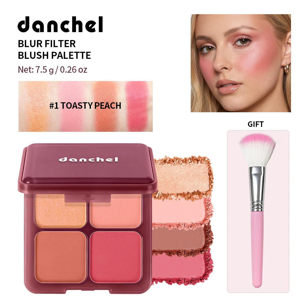 4?Color Blur Filter Blush Palette Matte Pigmented Powder Blush Makeup Palette Natural Flush Cheek Cosmetic With Blush Brush - AliExpress 66