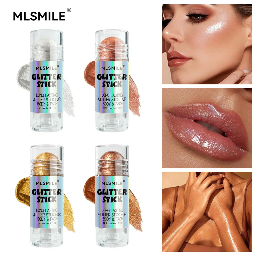 4 Colors 3D Highlighter Bar Shimmer Glitter Stick Long-Lasting Face Contour Bronzer Cream Body Makeup Brightening Cosmetic Stick - AliExpress 66
