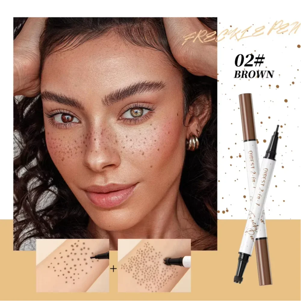 Double-end Freckles Stamp Pen Makeup 2-IN-1 Freckle Seal Waterproof Face Concealer Contour Natural Brown Freckle Cosmetic