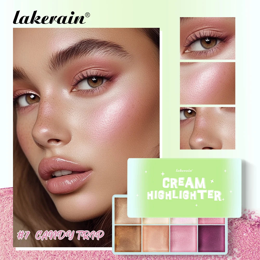 8Colors Cream Highlighter/Brow/Blush Palett Face Brighten Highlighter Blush&Contouring Shimmer Waterproof Makeup Tool Cosmetics - AliExpress 66