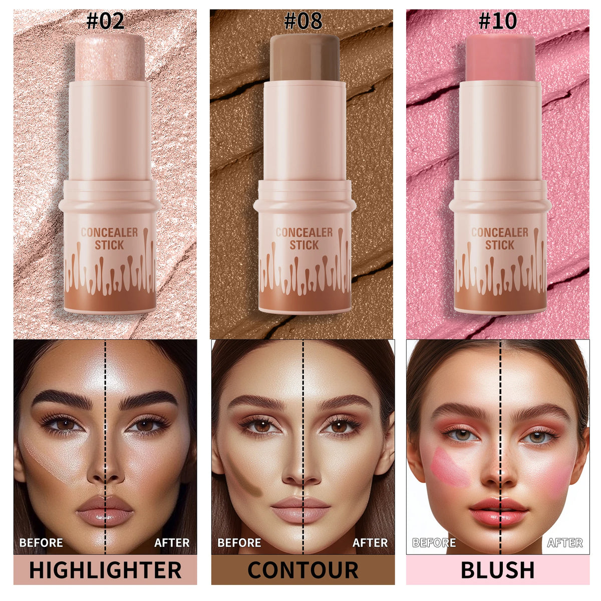 Contour Stick Set Natural Matte Finish Highlighters Shadow Waterproof Contouring Wand V-face Shaping Contour Pen Face Makeup - AliExpress 66