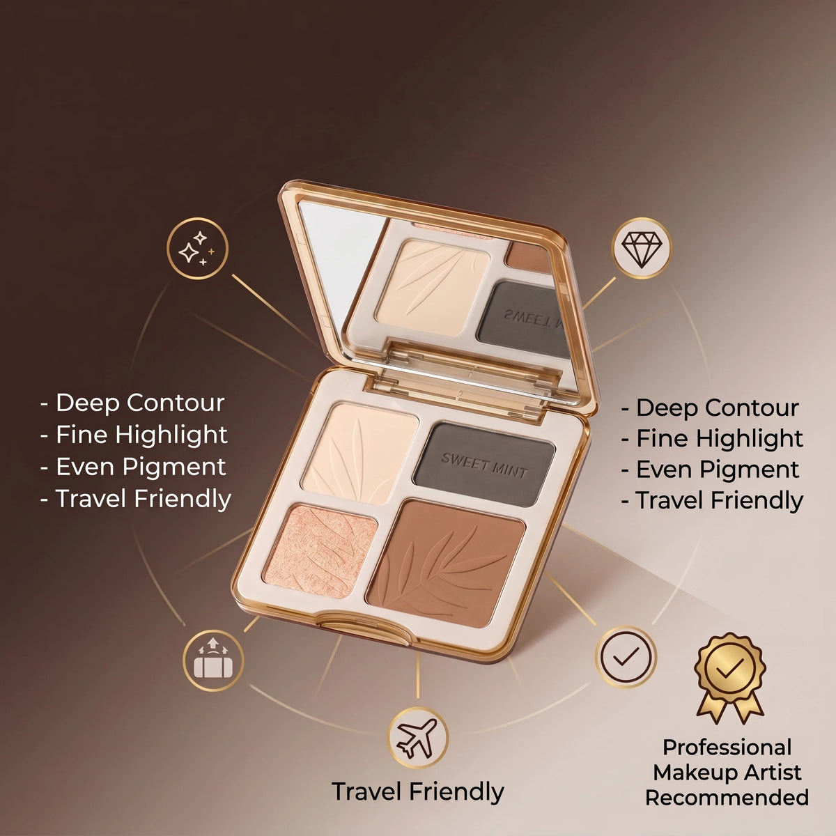 Sweetmint 4-Color Contour Palette Highlight & Contour Integrated Fine Texture Easy to Blend Beginner Friendly - AliExpress 66