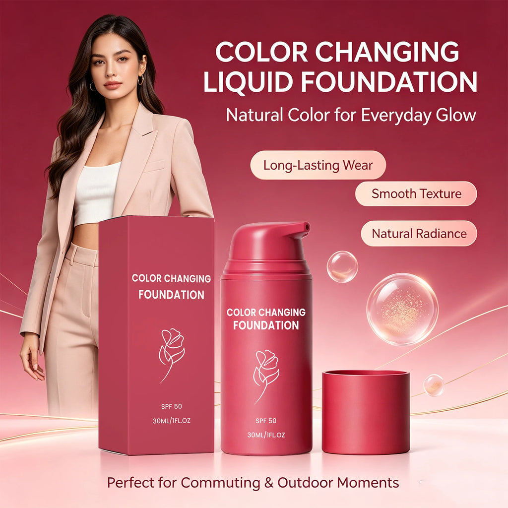 Color Changing Foundation Spf50 Full Coverage Natural Radiant Adaptive Skin Tone Liquid Foundation Face Makeup
