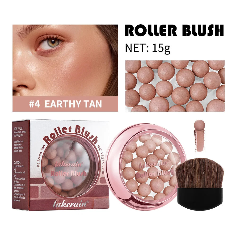 Spherical Roller Blush With Brush Natural Makeup Long Lasting Pearlescent Cosmetics For Women Face Contour Blusher - AliExpress 66