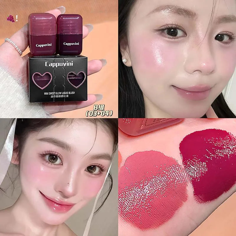 Mini Mirror Moisturizing Monochrome Liquid Blusher Brighten Natural Rouge Face Makeup Peach Blush Liquid Lip & Cheek Dual-use - AliExpress 66