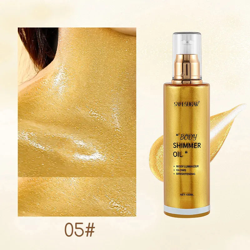 100ml Pearl Rose Gold Shimmer Oil Highlighter For Face Body Glow Bronzer Illuminator Liquid Makeup Shine Brightener - AliExpress 66