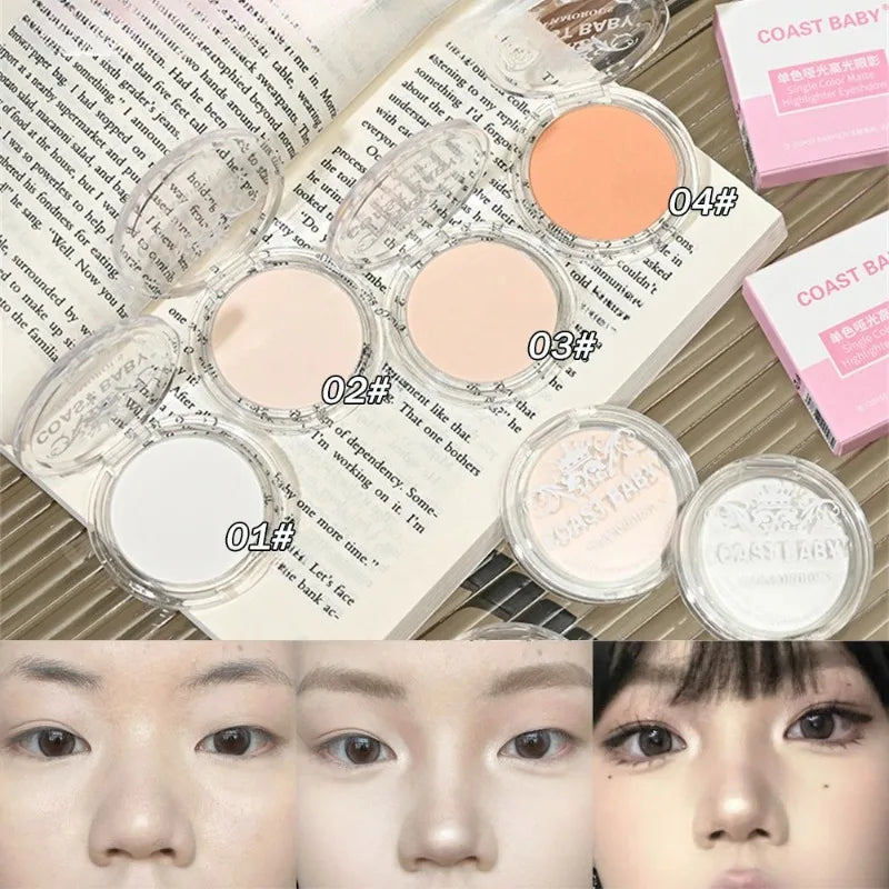 Beige White Highlighter Palette Single Matte Face Nose Brighten Contour Makeup High Gloss Eye Shadow Lying Silkworm Rouge Powder - AliExpress 66