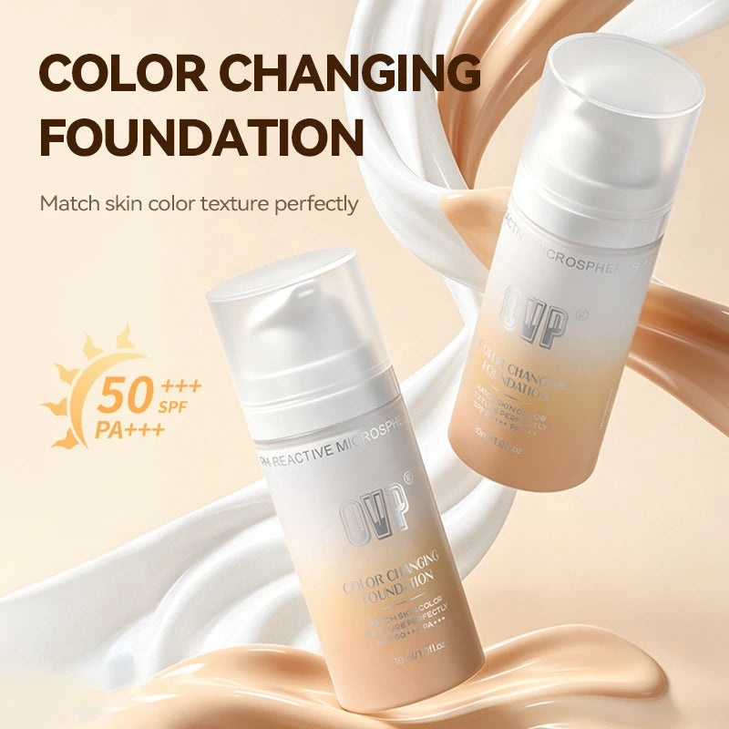 Natural Coverage Color Changing Liquid Foundation Base Makeup Hydrating Smooth Concealer Blendable Skin Tone Face Cosmetics 30ML