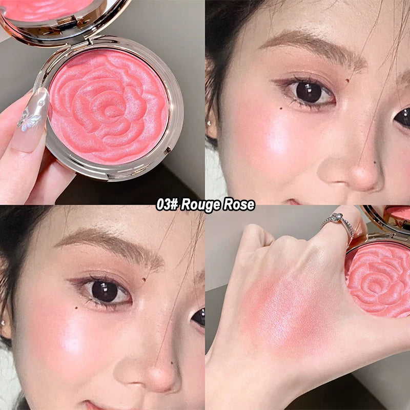 Rose Embossed Blush Palette, 4 Shades High Pigment Blush Powder, Long-lasting Cheek Color Makeup Palette, Portable Blush - AliExpress 66