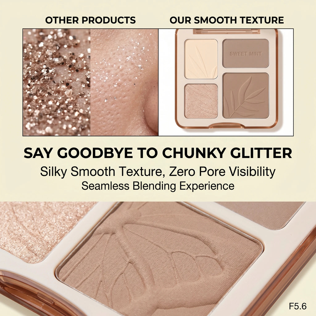 Sweetmint 4-Color Contour Palette Highlight & Contour Integrated Fine Texture Easy to Blend Beginner Friendly - AliExpress 66