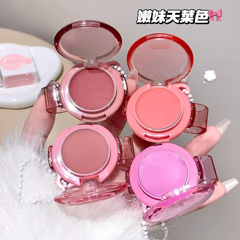 Matte Rose Purple Blush Cream Lip Cheek Multi-Use Lip Mud Lipstick Monochrome Blusher Brightening Face Easy Color Rouge Makeup