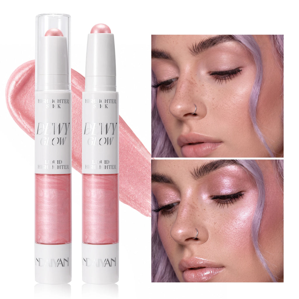 Dual-Ended Contour Highlighter Stick, Nose Shadow Face Sculpting Makeup, Waterproof Long Lasting Easy Blend