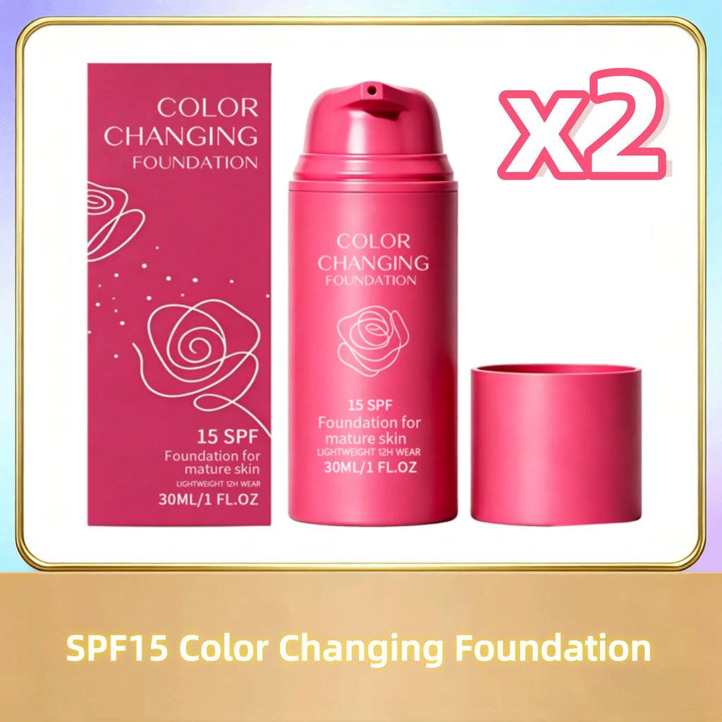 Color Changing Foundation Natural Color SPF15 Sun Protection Full Coverage Conceal Skin Flaws Lightweight Facial Primer Makeup
