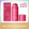 Color Changing Foundation Natural Color SPF15 Sun Protection Full Coverage Conceal Skin Flaws Lightweight Facial Primer Makeup