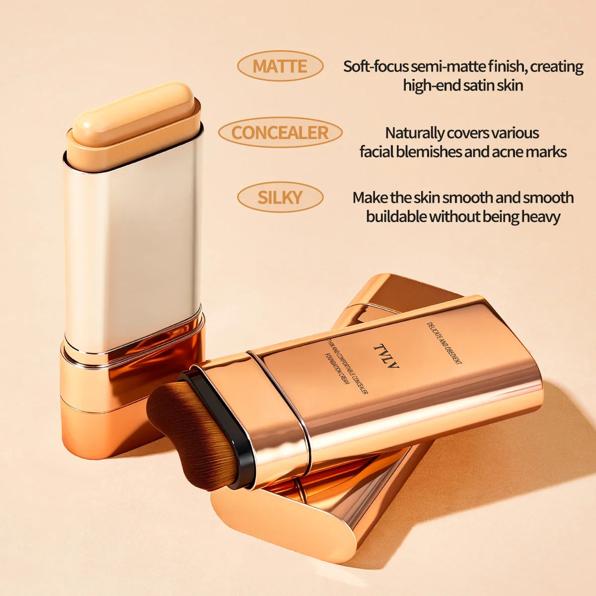 2 Pcs Set Double-End Foundation Stick,Long-Lasting Transfer-Resistant,Long-Wearing Coverage,Creates A Natural Makeup Look