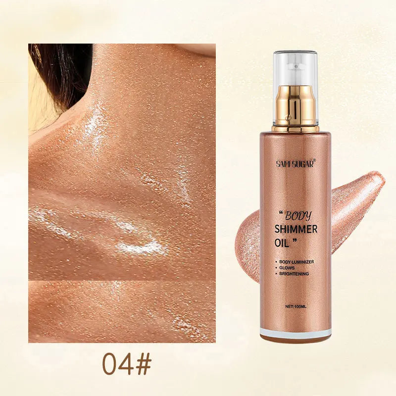 100ml Pearl Rose Gold Shimmer Oil Highlighter For Face Body Glow Bronzer Illuminator Liquid Makeup Shine Brightener - AliExpress 66