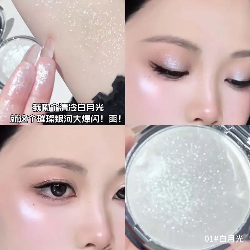 kakashow Diamond Shimmer Highlighter Cream Potato Texture Long Lasting Multi-Use Face Eye Cheek Makeup for Party & Gift