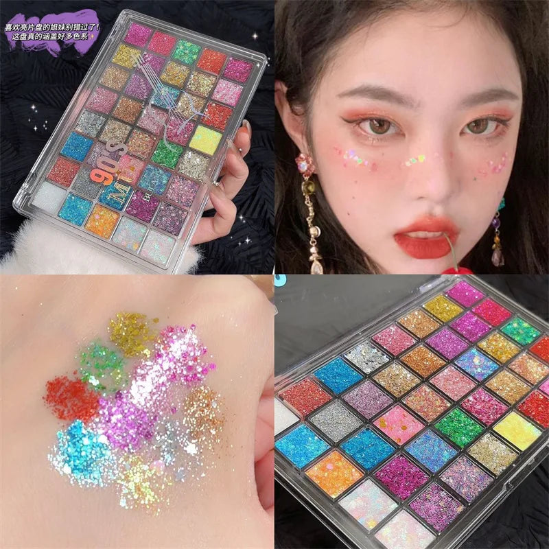 40 Color Luminous Glitter Palette Sequin Shimmer Face Body Makeup for Women Girls Party Festive Stage Night Use