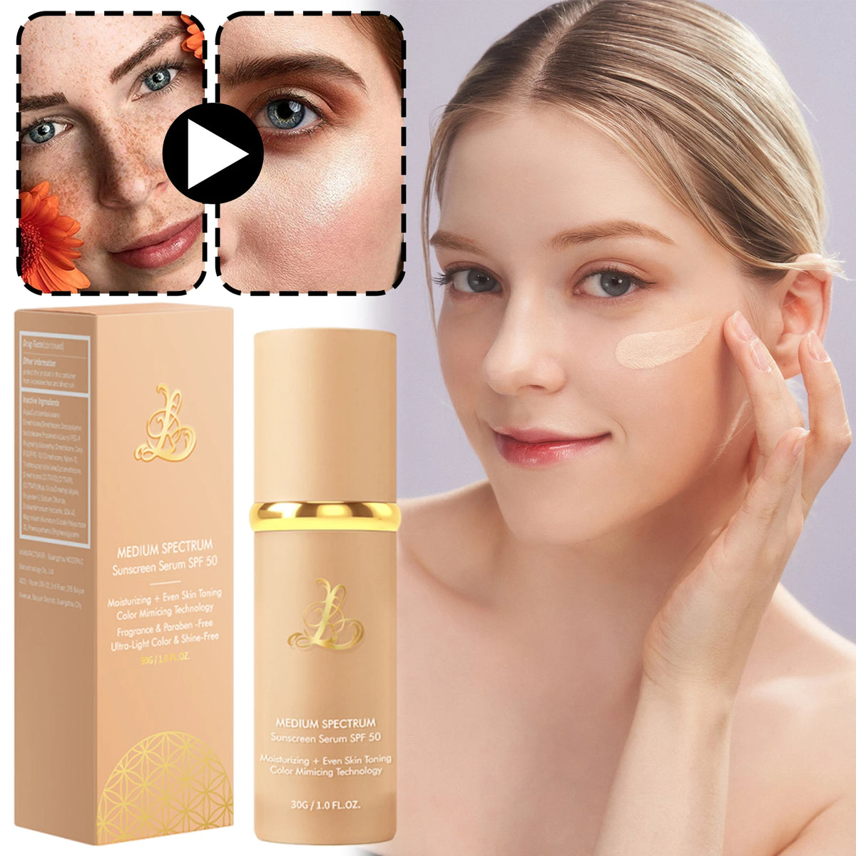 30g 4 In 1 Ultra Blends Color Changing-Foundation Broad Spectrums SPF 50 Sunscreen Concealer For Women Girls Makeup Accessories