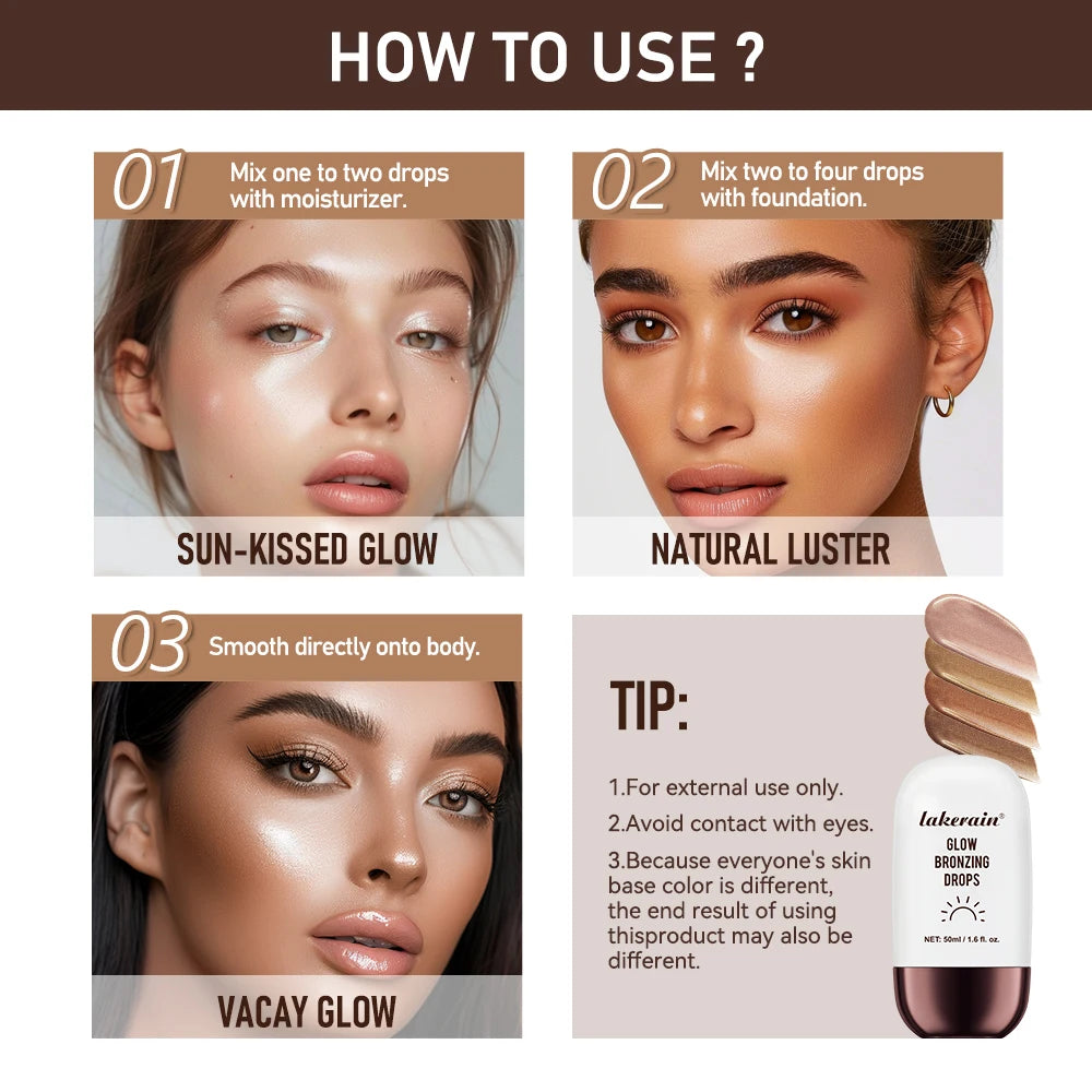 Bronzing Glow Drops Brighten Smooth Skin Light Concealer Complexion Contouring Facial Mix Foundation Moisturizer Makeup Primer - AliExpress 66