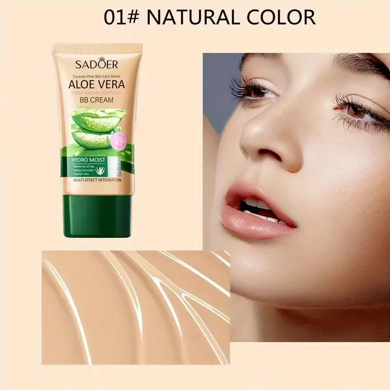 Aloe Vera BB Cream-Hydrating Moisturizes Full Coverage Foundation Makeup,Long-Lasting Coverage Concealer Cover Blemishes Make Up