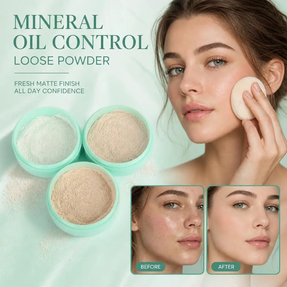 3 Colors Makeup Loose Powder Transparent Natural Face Finishing Powder Professional Oil-control Waterproof Matte Setting Powder