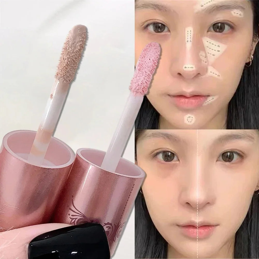 Lightweight Brightening Concealer Liquid, Matte Highlighter & Contour Stick, Natural Full Coverage Face Makeup for Dark Circles
