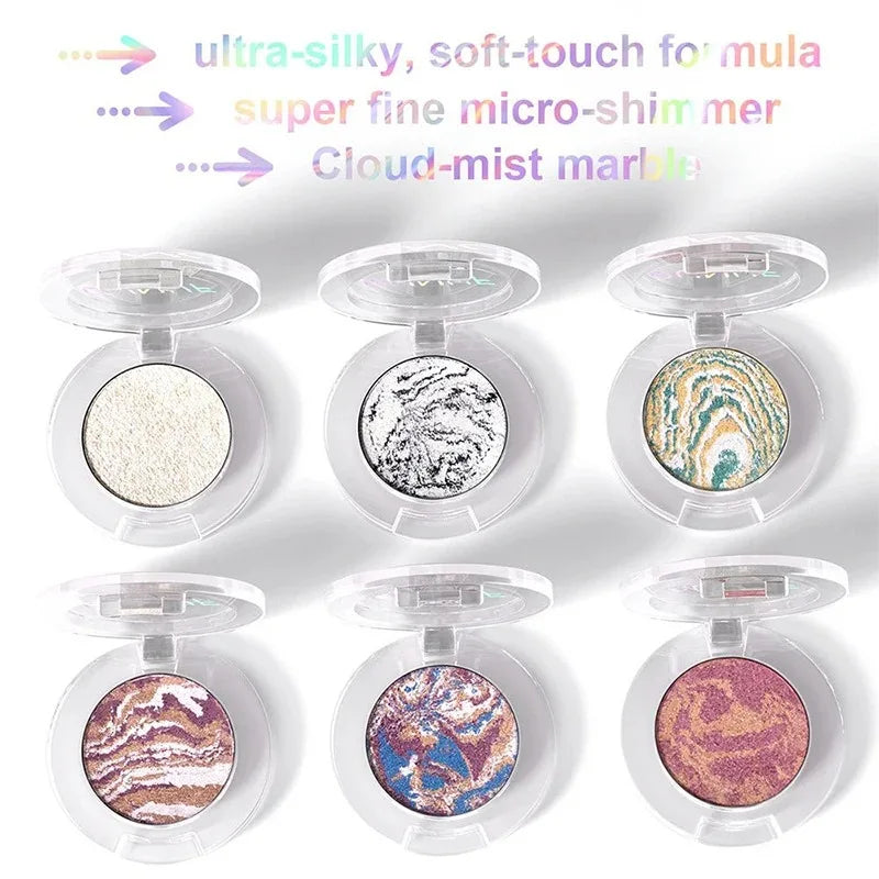 Fine Shimmer Highlighter Powder Brighten Contour Makeup Flash Pearl Marble Baked Powder Lasting Eyeshadow Blush Palette for Gift - AliExpress 66