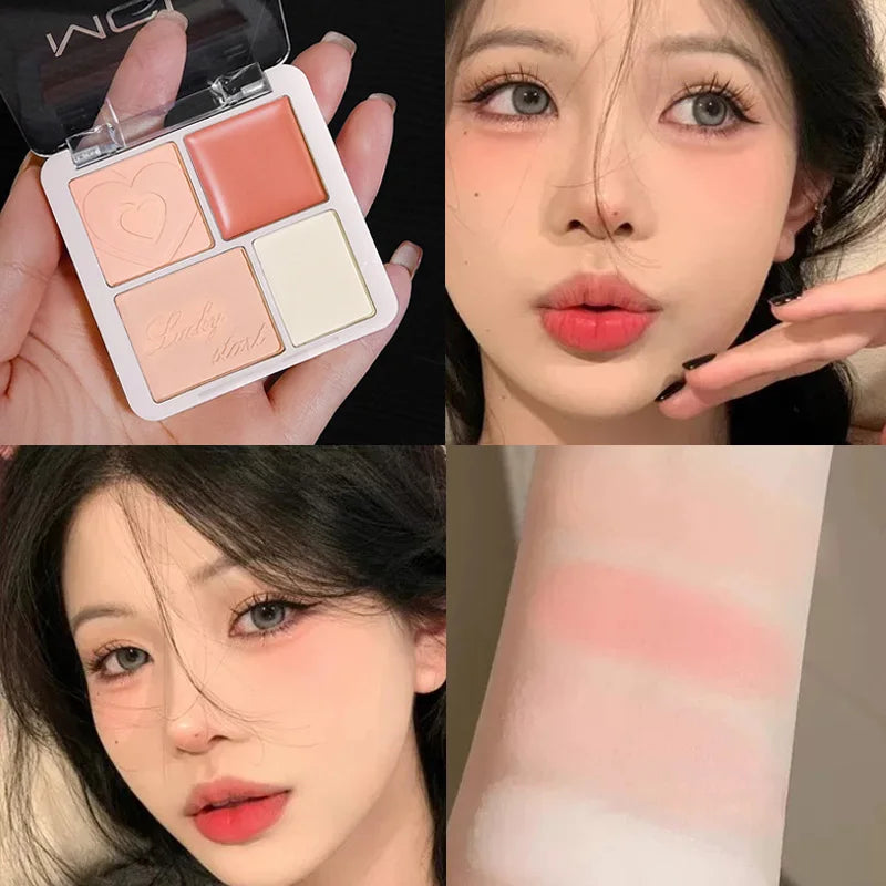 4 Color Love Heart Powder Blusher Palette Natural Matte Color Low Saturation Natural Smudge Korean Blush Rouge Face Makeup Cheap - AliExpress 66