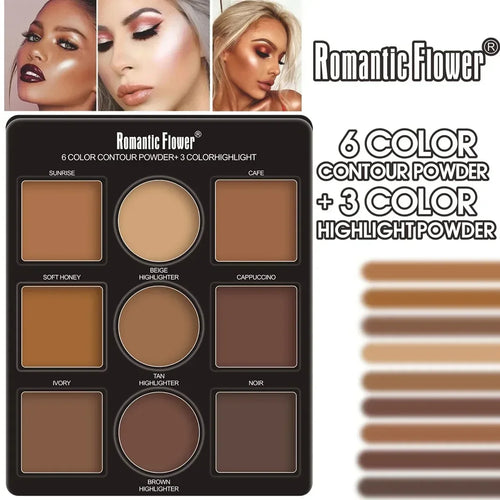 1 PC 9 Colors Makeup Palette Kit - 6 Color Contour & 3 Color Highlight Long-Lasting Waterproof Beauty Tools For Women Makeup - AliExpress 66