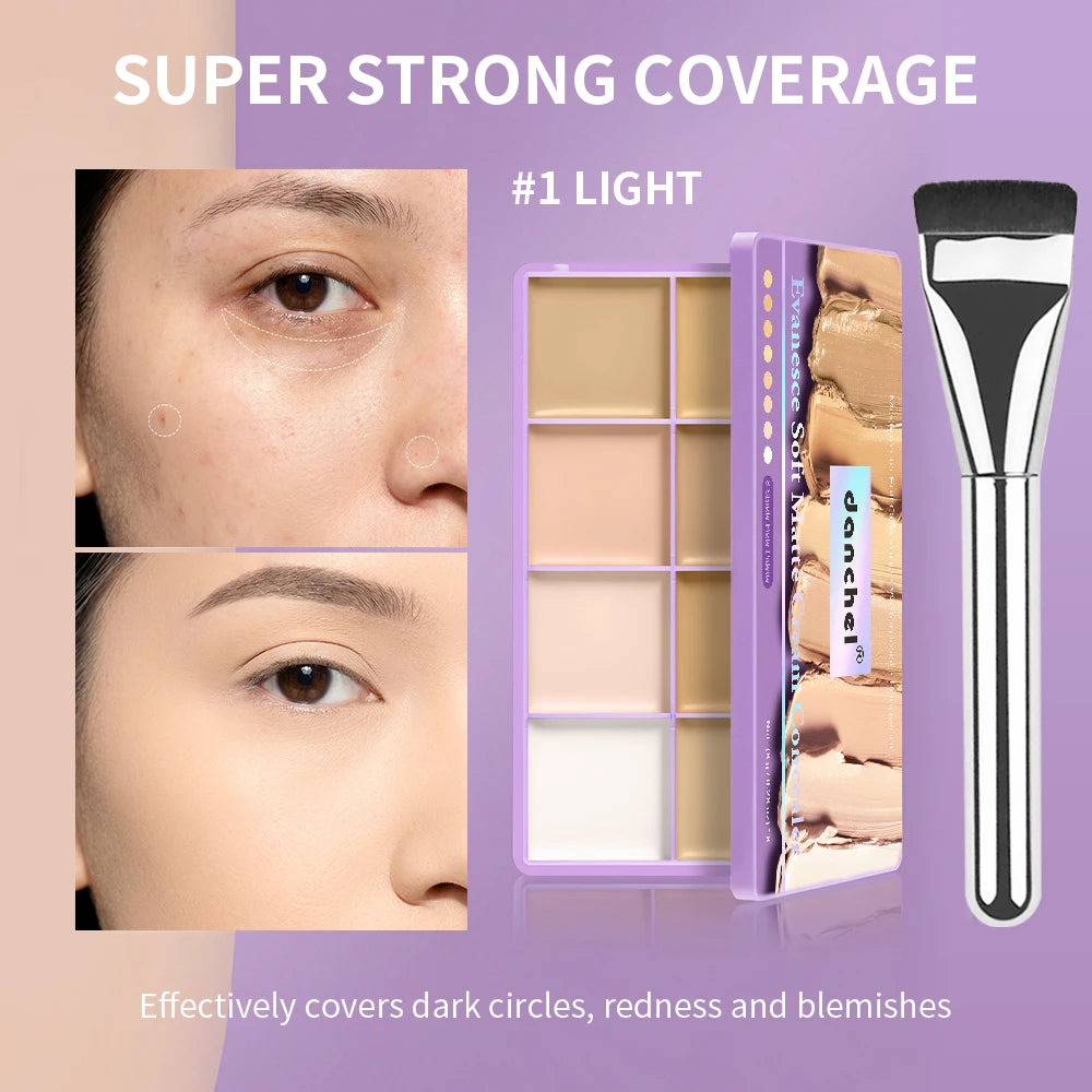 8 Shade Cream Concealer Palette Soft Matte Medium Full Coverage Waterproof Long Lasting Soft Focus Contour Under Eye Spot Face M