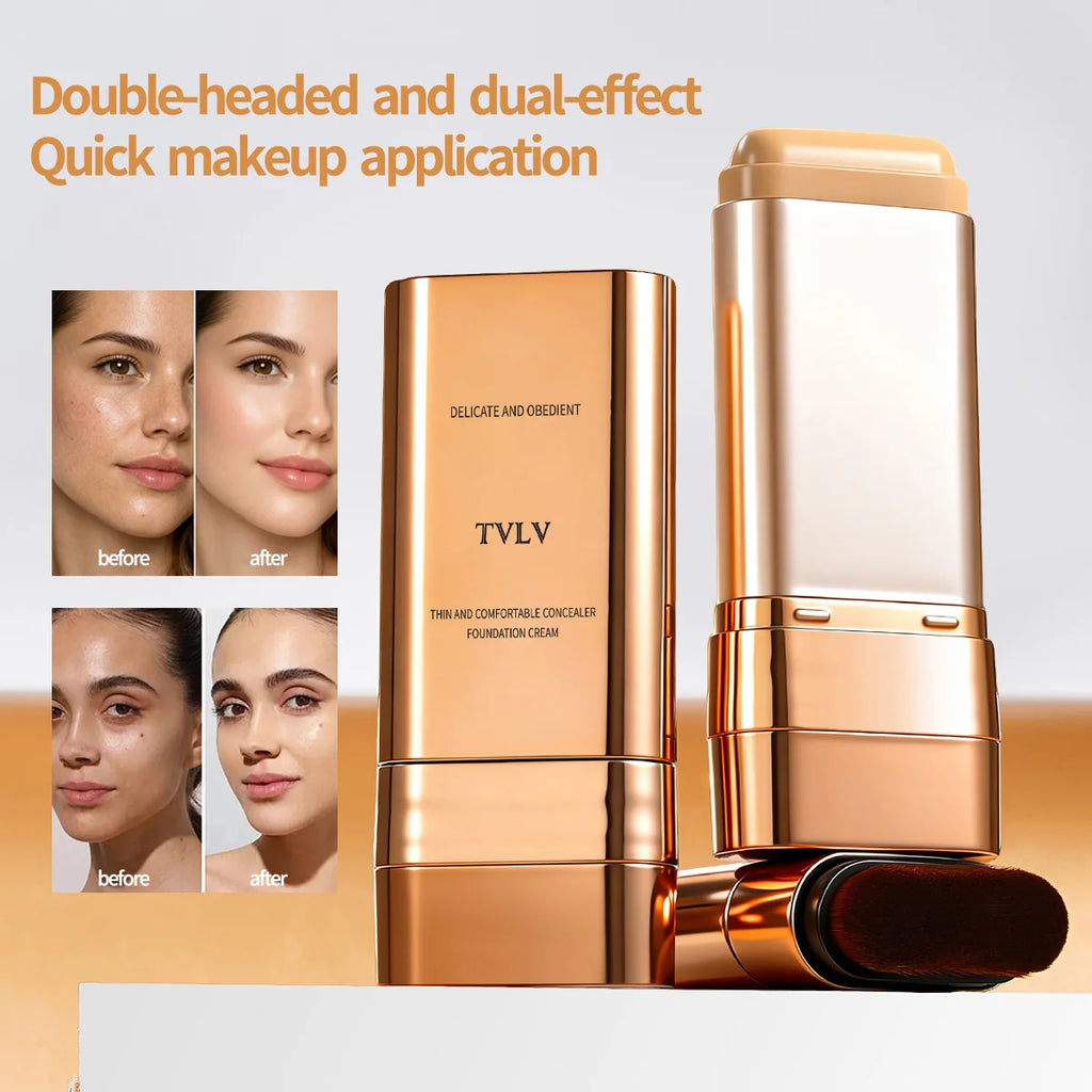 2 Pcs Set Double-End Foundation Stick,Long-Lasting Transfer-Resistant,Long-Wearing Coverage,Creates A Natural Makeup Look
