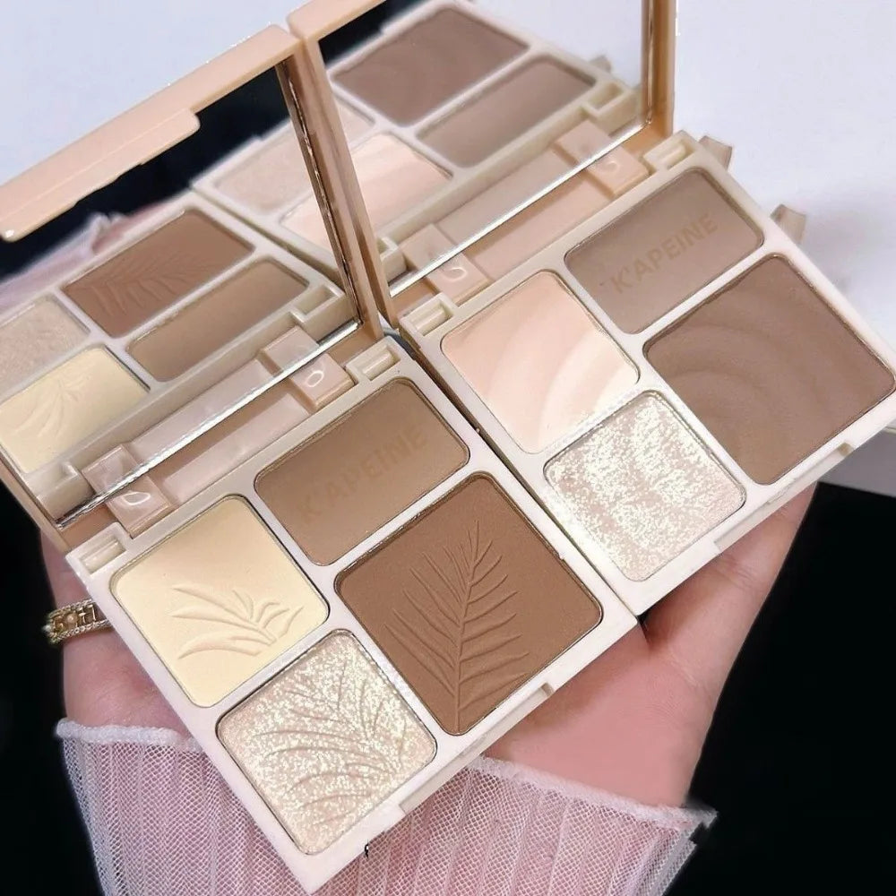 3D Facial Contouring Bronzer Brightening Matte Highlights Palettes 4-colors Eye Shadow Nose Powder Beige Whirlpool Makeup Plate - AliExpress 66