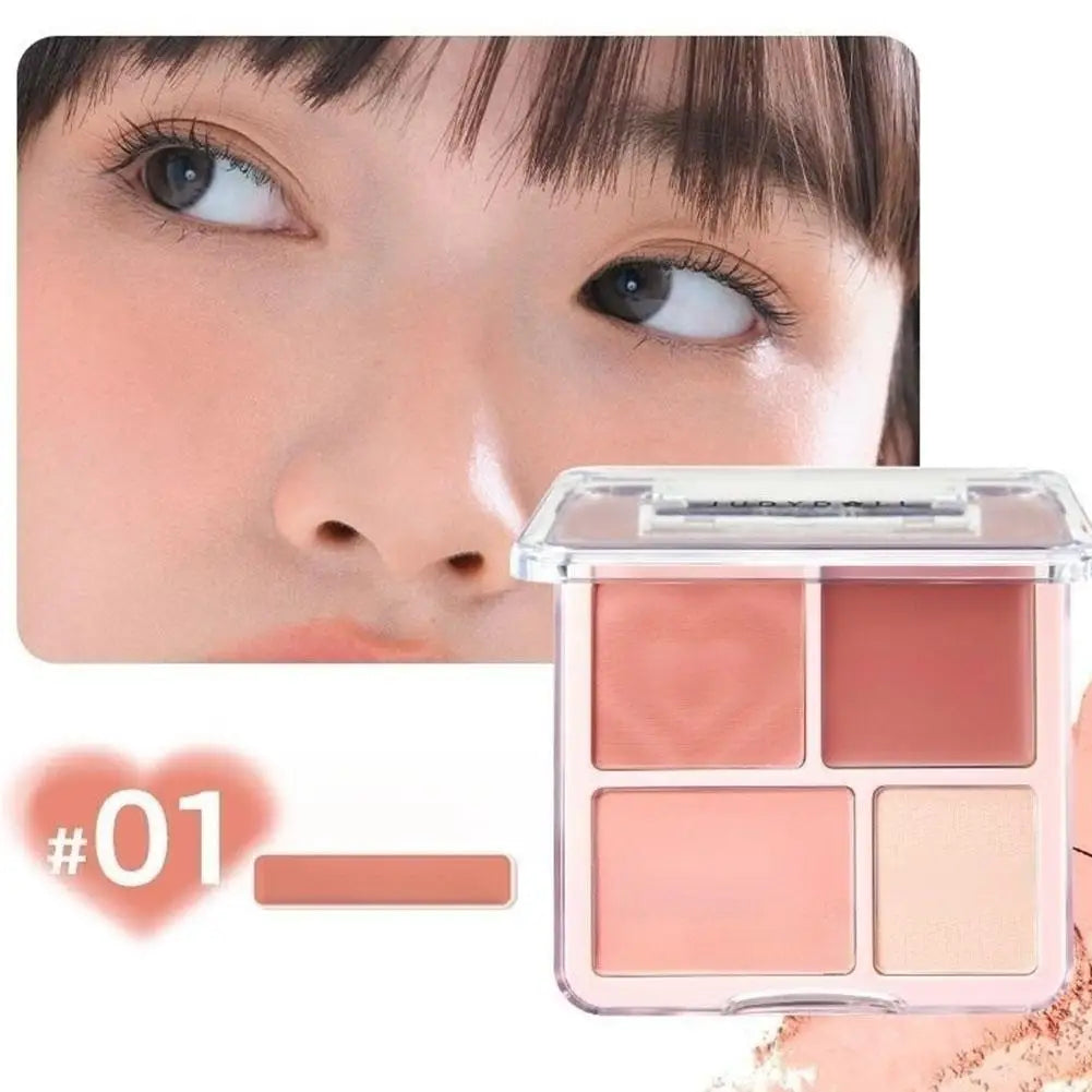 1pcs Korean Style Blush Highlighter Palette Four Color Matte Sculpting Shrinking Expanding Makeup Contouring Powder Compact - AliExpress 66