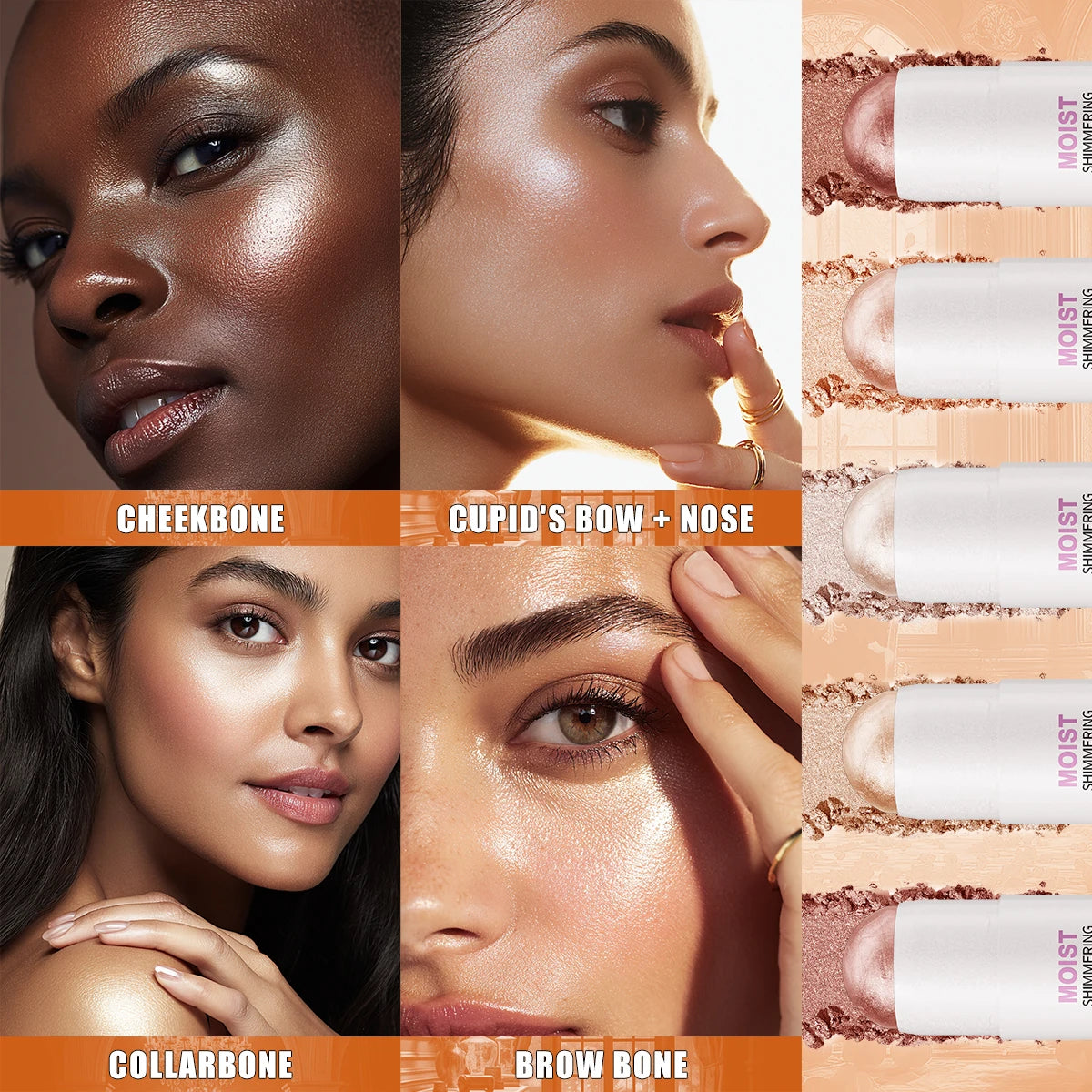 5 Colors Water Light High Gloss Stick Bronzer Shimmer Highlighter Blush Waterproof Face Contour Brighten Stereo Facial Makeup - AliExpress 66