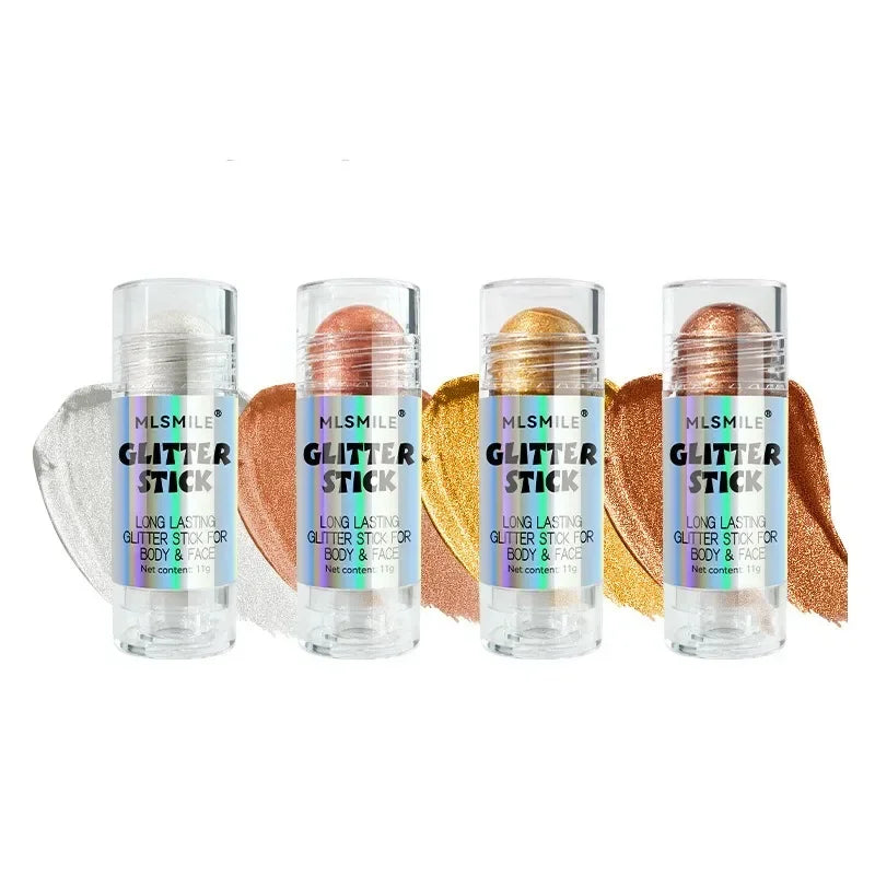 4 Colors 3D Highlighter Bar Shimmer Glitter Stick Long-Lasting Face Contour Bronzer Cream Body Makeup Brightening Cosmetic Stick - AliExpress 66